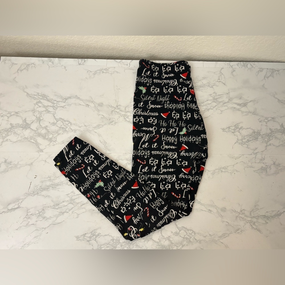 Style 5 Leggings Womens Sz S Black Red Merry Christmas Pull On Pants​​